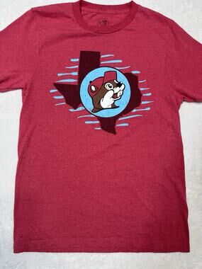 BUC-EES Light Red TEXAS THE FUN STORE Bucky T-Shirt SHIRT Size Medium